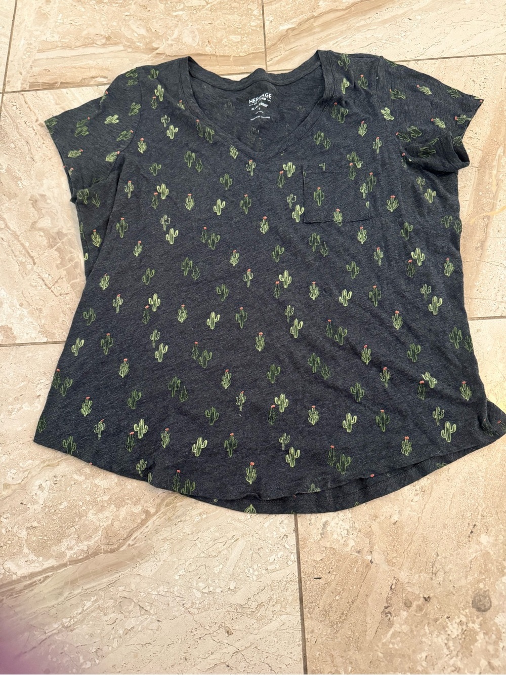 Torrid Heritage Navy Cactus Print V-Neck Tee size 1